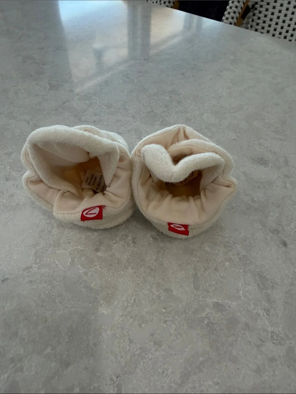 Cream Plush Baby Booties - Soft Infant Feet Warmers